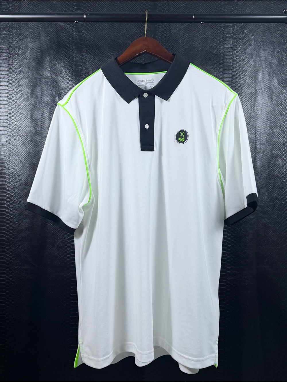 Psycho Bunny Webster Sport Polo Shirt Mens Size 9 White Logo Golf Performance